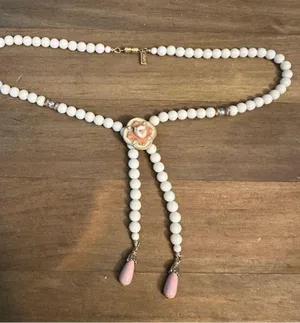 Vintage 1928 glass bead flower Y necklace thumbnail 4