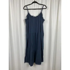 Natural Life Navy Blue Cotton Tiered Maxi Dress Sz.M thumbnail 2