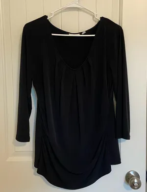 NWOT |‎ New York & Company women’s black stretch cinched long sleeve blouse XL thumbnail 1