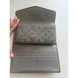 Vintage y2k Coach Grey Signature Jacquard Leather Trifold Wallet W/ checkbook thumbnail 5