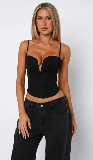 White Fox Love Is All Around Bustier Black corset top thumbnail 1