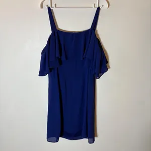 Eliza J Royal‎ Blue Cold Shoulder Ruffle Chiffon Dress Size 14 thumbnail 9