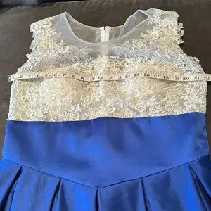 Women’s High Low Blue & White Formal Party Wedding Guest Satin Dress Size XL thumbnail 8