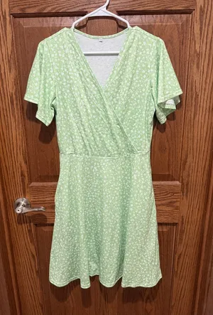 Light Green Floral Wrap Dress - Women thumbnail 1