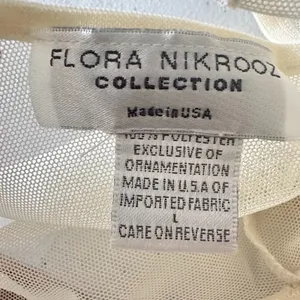 FLORA NIKROOZ Nightgown Coquette Fairy Large Maxi Chemise Dress Cream Lace Mesh‎ thumbnail 6