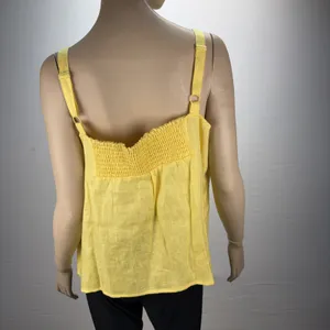 Boston Proper Polished Linen V-Neck‎ Tank Top Shirt Size XL Lemon Drop Yellow thumbnail 3