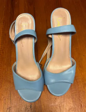 Lulu's Light Blue Open-Toe Slide Heels thumbnail 1