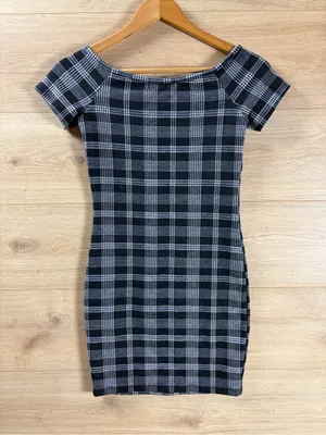Popular 21 90s Grunge Goth Plaid Super Mini Bodycon Dress thumbnail 5