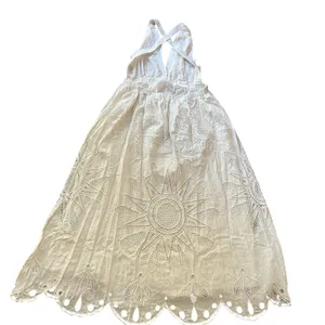 Farm Rio Maxi Dress‎ Large Linen Blend Embroidered Coastal Richelieu thumbnail 4