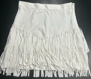 Altar'd State Size M White Faux Suede Fringe Mini Skirt thumbnail 1