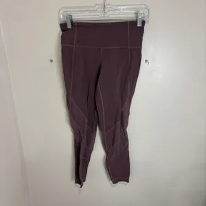 Athleta Mesh Inset High Rise Leggings Plum Mauve Womens Small thumbnail 9