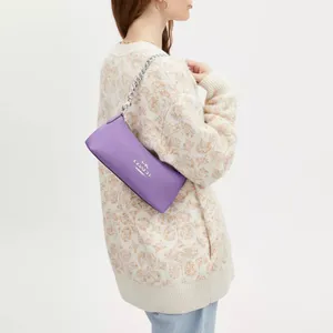 Coach NWT CL407 Charlotte Shoulder Bag Pebble Leather Silver/Iris Color $378 thumbnail 2