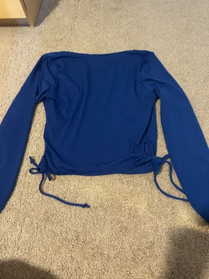 Ambiance Apparel Royal blue wrap top- with side cut outs thumbnail 7