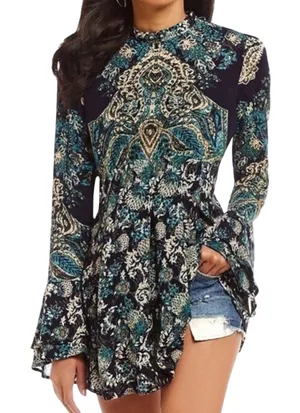 FREE People the lady luck printed tunic dress size Small thumbnail 1