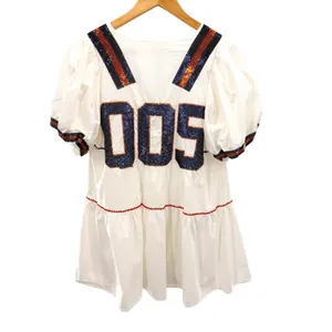 Queen of Sparkles White Sequin Jersey‎ Mini Dress 005 Tiered Babydoll Cotton XS thumbnail 6