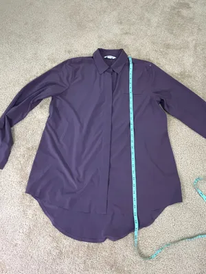 Athleta Purple Long Sleeve Button Front Shirt Size M Lightweight Travel Top thumbnail 6