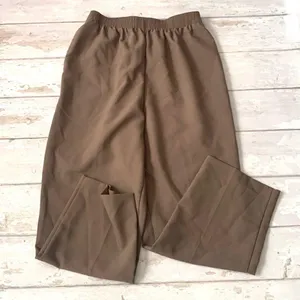 Women’s S/M Brown Tan Beige Khaki Color Slacks Dress Pants Wide Leg Petites thumbnail 2