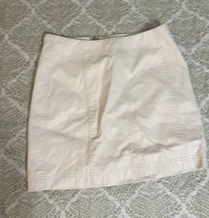 White Leather Skirt Free People Zip thumbnail 1