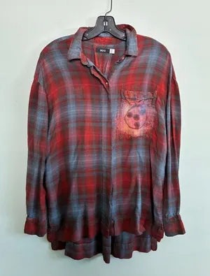BDG Handmade Bleached Naruto Kurama Nine Tails Fox Beast Anime Flannel M-XS W-S thumbnail 1