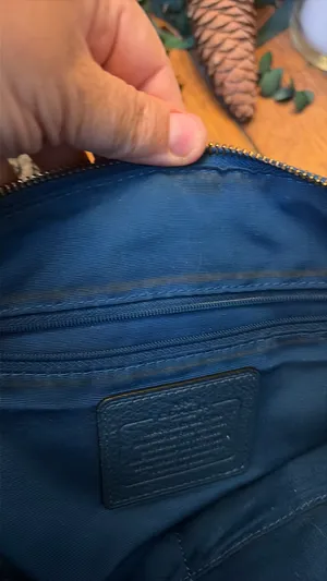 Coach Blue PebbledLeather Shoulder or crossbody bag with silver hardware thumbnail 5