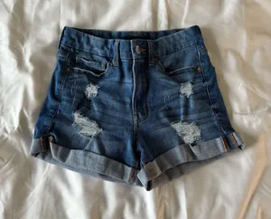 Medium Wash High Rise Curvy Midi Shorts thumbnail 1