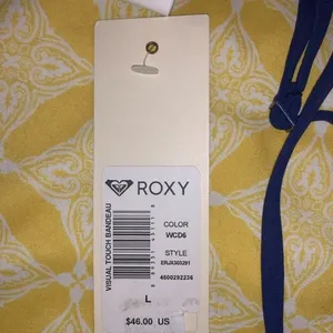 Roxy NWT  Visual Touch Bandeau bikini top- Large Blue thumbnail 7