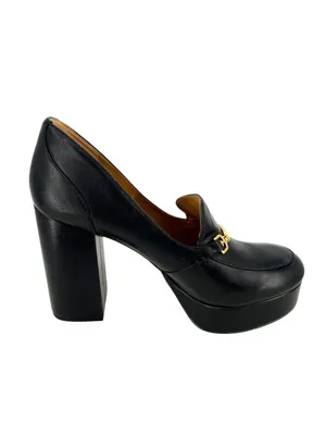 Sam Edelman Aurelie Platform Loafers Black Gold Horsebit 8.5 Preppy Ivy League thumbnail 8