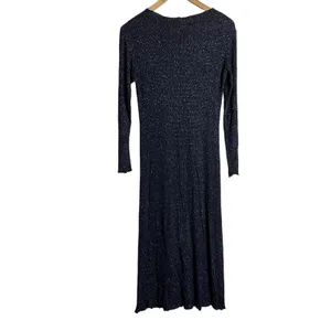 Rachel Pally Navy Metallic Ribbed Mara Maternity Long Sleeve Midi Dress Size S thumbnail 14