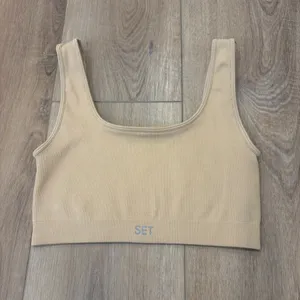🌟Set Active🌟 X Revolve Box Cut Seamless Ribbed Sports Bra Nude Pampas Sz S thumbnail 2