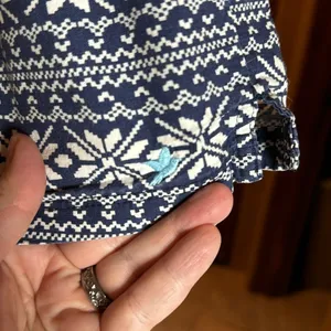 Aerie Blue White Snowflake Pajama Shorts Nordic Fair Isle Lounge Size Medium thumbnail 6