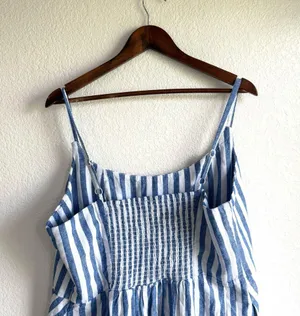 NWT Old Navy Womens Dress Blue White Stripe Sleeveless Linen Blend Size XXL thumbnail 4