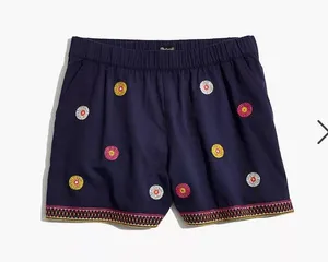 Embroidered boho floral elastic pull on Madewell short with pockets thumbnail 4