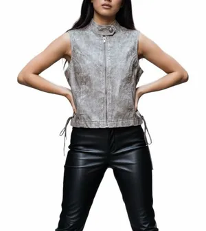 Jaded London Faux Leather Distressed Lace-Up Moto Vest Y2K Size XS thumbnail 1