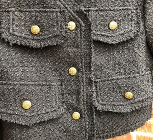 Black Tweed Cropped Jacket Blazer S thumbnail 2