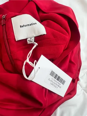 Reformation Elaina Satin Red Midi Dress thumbnail 5