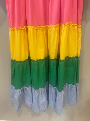 Colorblock Tiered Midi Dress in Pink, Yellow, Green & Blue -crown & ivy small thumbnail 3