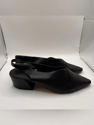 Silent D Anthropologie black leather slingback pointed toe block heel 39 US8.5 thumbnail 6