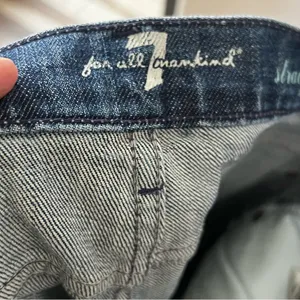 7 for all mankind blue crop straight leg jeans thumbnail 4