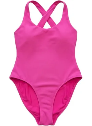 Wilo The Label Hot Pink Ribbed One Piece Swimsuit Cross Back Small‎ thumbnail 1