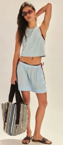 New Set! FREE PEOPLE free-est MILANI Skirt Sleeveless Top Size LARGE Light Blue thumbnail 1