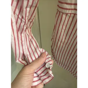 Abercrombie & Fitch Womens Sz XS White Red Stripe Pullover Button Front Shirt thumbnail 5