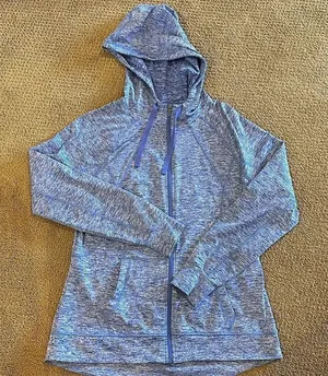 CG by Champion Duo Dry Purple Chambray Zip Up Hoodie, Size L thumbnail 1