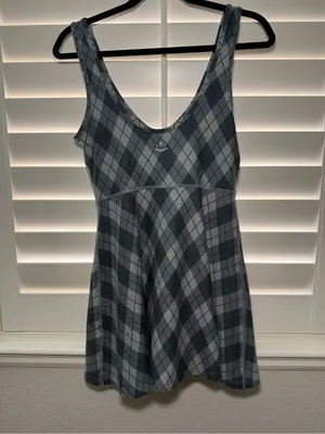 BEYOND YOGA Softmark Movement Dress Grey Argyle Plaid Size XS thumbnail 3