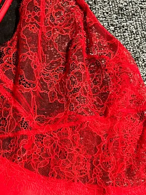 Womens XL Victoria's Secret red lace satin chemise negligee nightie thumbnail 4