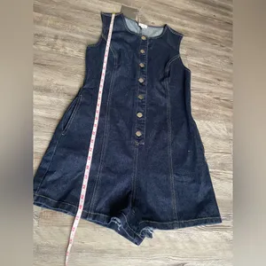 Le Lis Dark Blue Denim Romper thumbnail 5