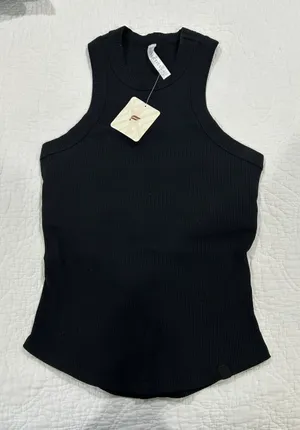 Fabletics High Neck Rib Tank Black thumbnail 1