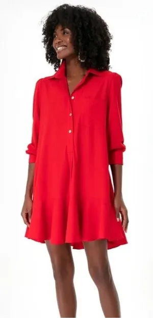 Pomander Place Callahan Shirt Dress Red Crepe TUCKERNUCK Size Small S * thumbnail 1