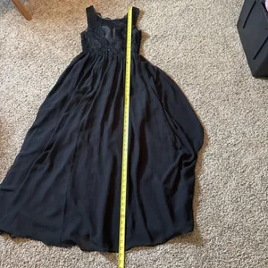Azazie Elly Black A Line Lace Scoop Neck Chiffon Dress Size A2 Black Tie Wedding thumbnail 6