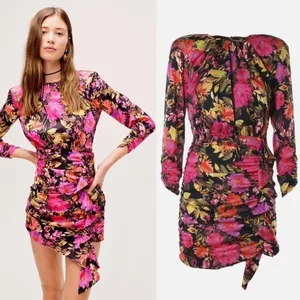 For Love & Lemons Dakota Long‎ Sleeve Ruched Floral Mini Dress Small NWT thumbnail 14
