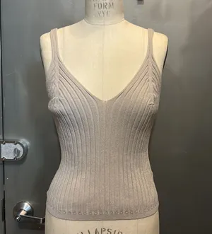 H&M light beige taupe rib knit tank top M thumbnail 1